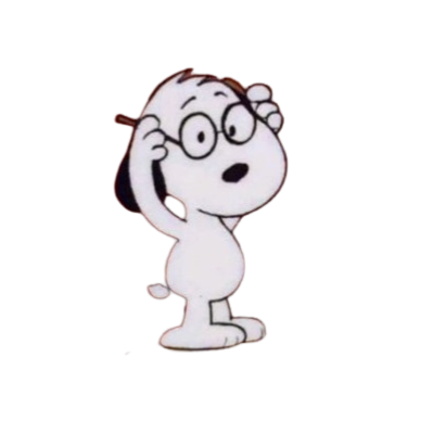Snoopy from Peanuts wearing glasses